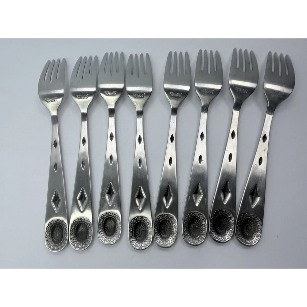 Wallace Taos Stainless Steel Dinner Forks Set Of 8 China 18/10 Southwest